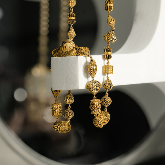 22k Yellow Gold Heritage Filigree Gold Bead Necklace