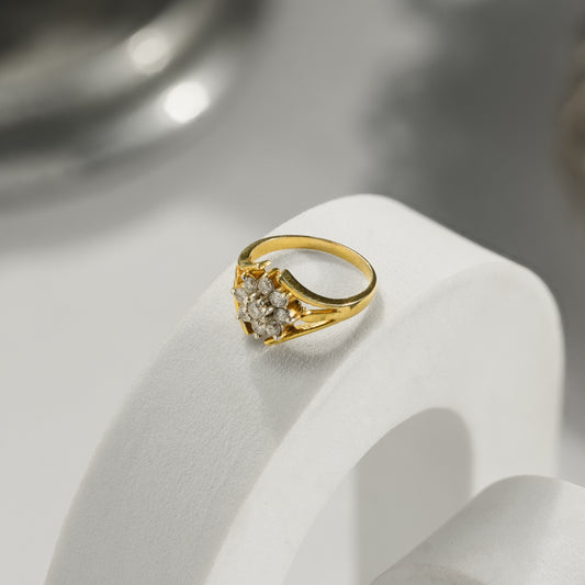 14K Solid Gold Radiant Cluster Gold Ring