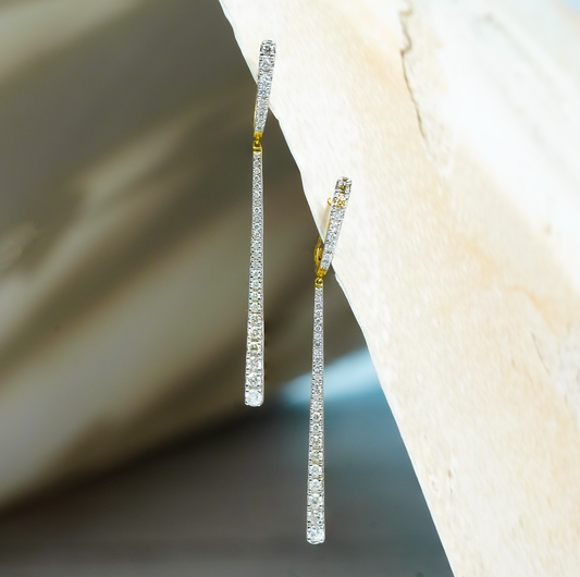 18K Solid Gold Diamond Drop Earrings