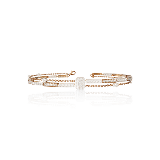 Rose gold emerald-cut diamond bracelet