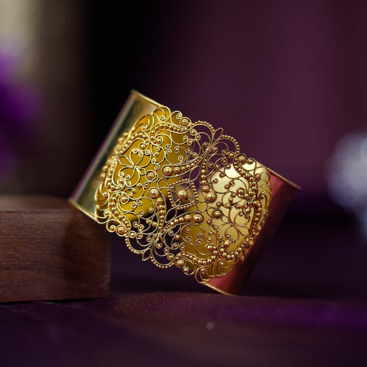 Royal Jaal Filigree Gold Cuff 18k Bracelet