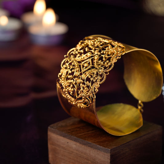 Royal Jaal Filigree Gold Cuff 18k Bracelet