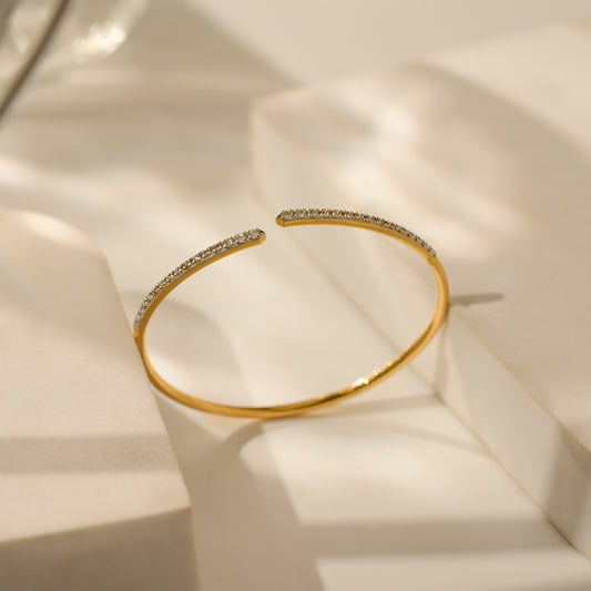 Celeste Natural Diamond Accent Open Cuff 14k Bracelet