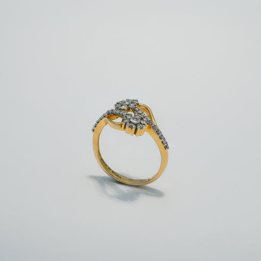 14K Solid Gold Interlaced Diamond Cluster Ring