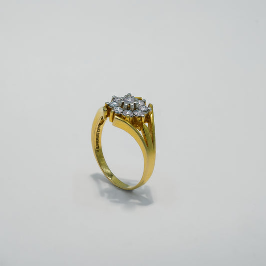 14K Solid Gold Radiant Cluster Gold Ring