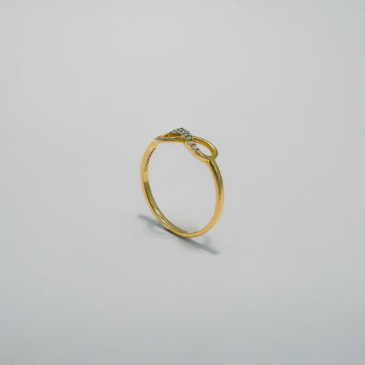 14K Solid Gold Infinity Curve Diamond-Accented Gold Ring