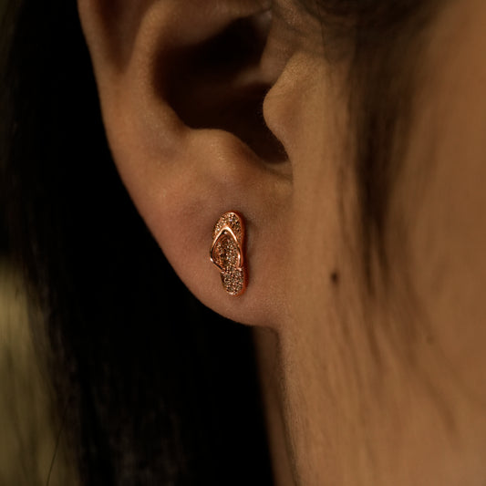 9k Solid Gold Modern Layered Natural Diamond Stud Earrings