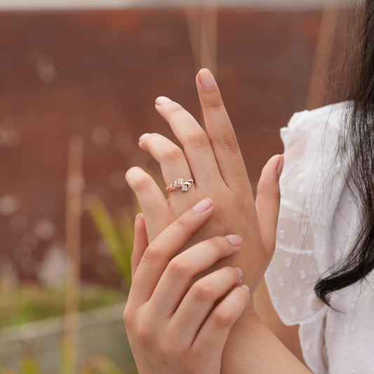 Rose Gold Cluster Vine Diamond Ring
