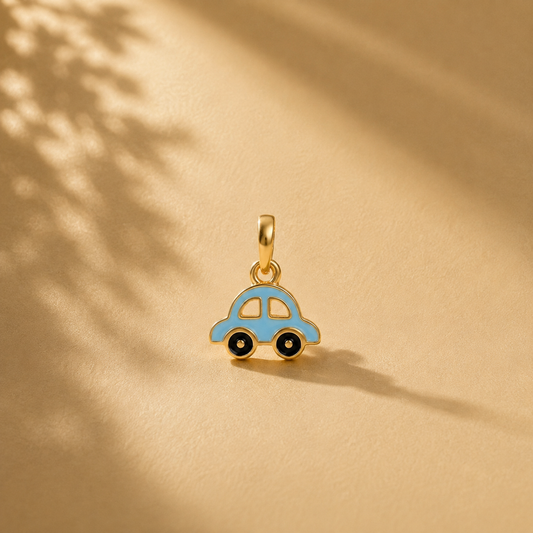 Car Pendant Charm 18K Gold Plated Blue Enamel Car Design Pendant Only Gift Style