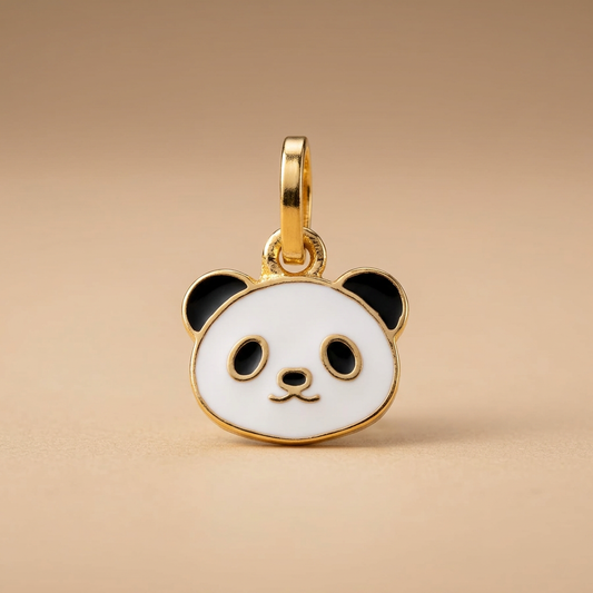 Cute Panda Face 18k Gold Plated Enamel Pendant