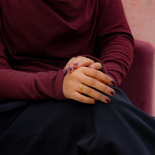 14K Solid Gold Floral Lattice Diamond Ring