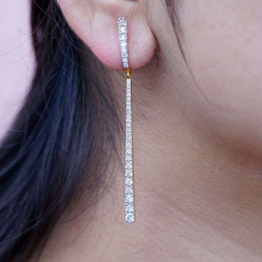 18K Solid Gold Diamond Drop Earrings