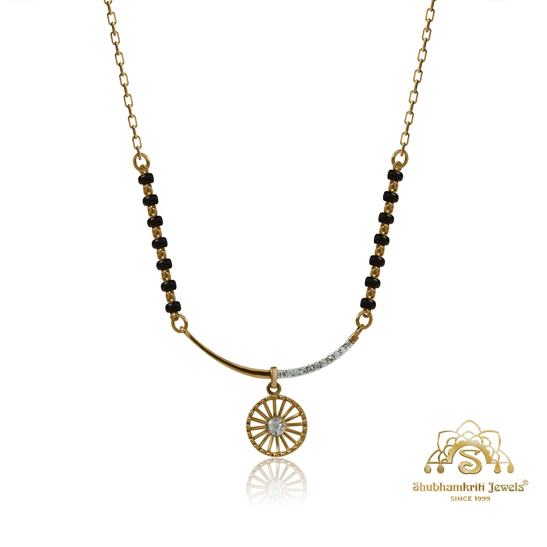 Wheel diamond mangalsutra in gold