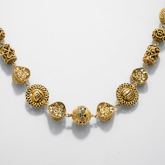 22k Yellow Gold Heritage Filigree Gold Bead Necklace