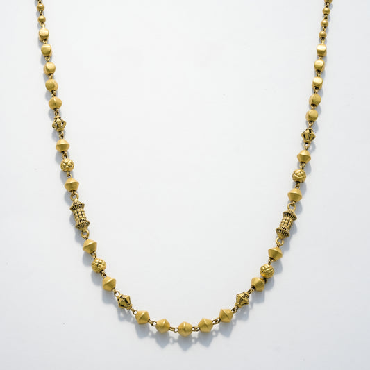 22k Yellow Gold Classic Matte–Polish Beaded Gold Chain Necklace