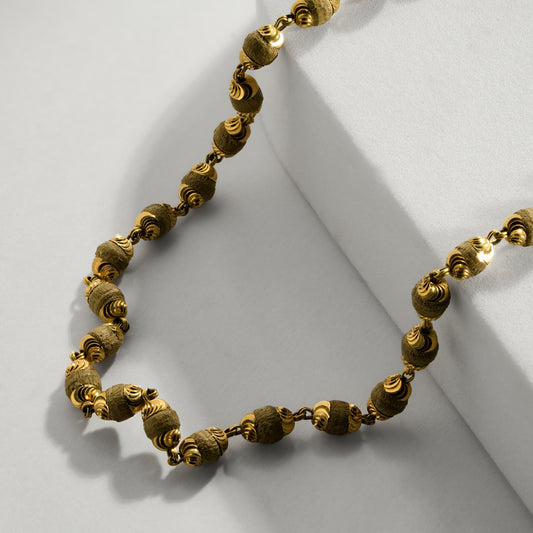18k Yellow Gold Classic Textured Gold Bead Chain