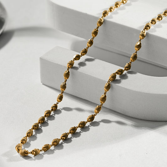 18k Yellow Gold Classic Textured Gold Bead Chain