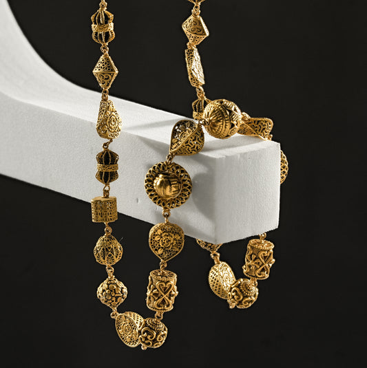 22k Yellow Gold Heritage Filigree Gold Bead Necklace