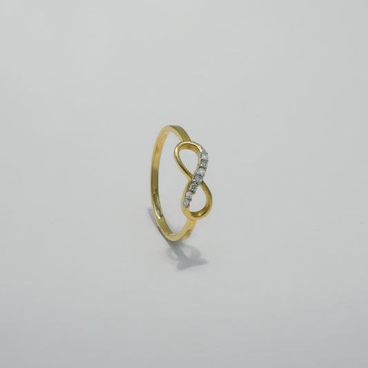 14K Solid Gold Infinity Curve Diamond-Accented Gold Ring