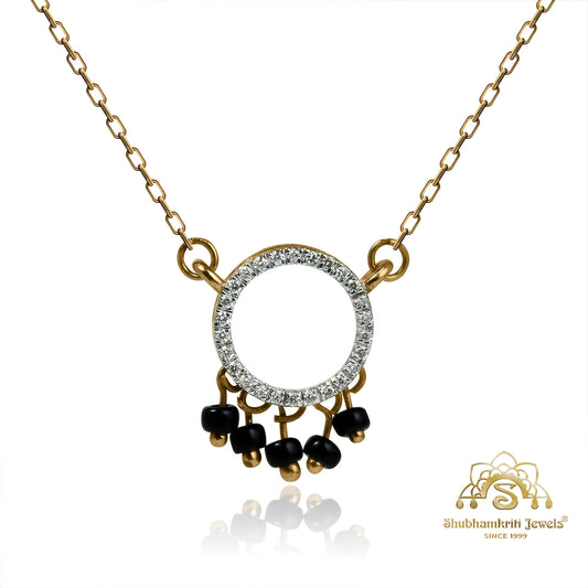 Circular diamond mangalsutra pendant in gold
