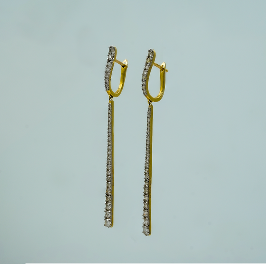 18K Solid Gold Diamond Drop Earrings