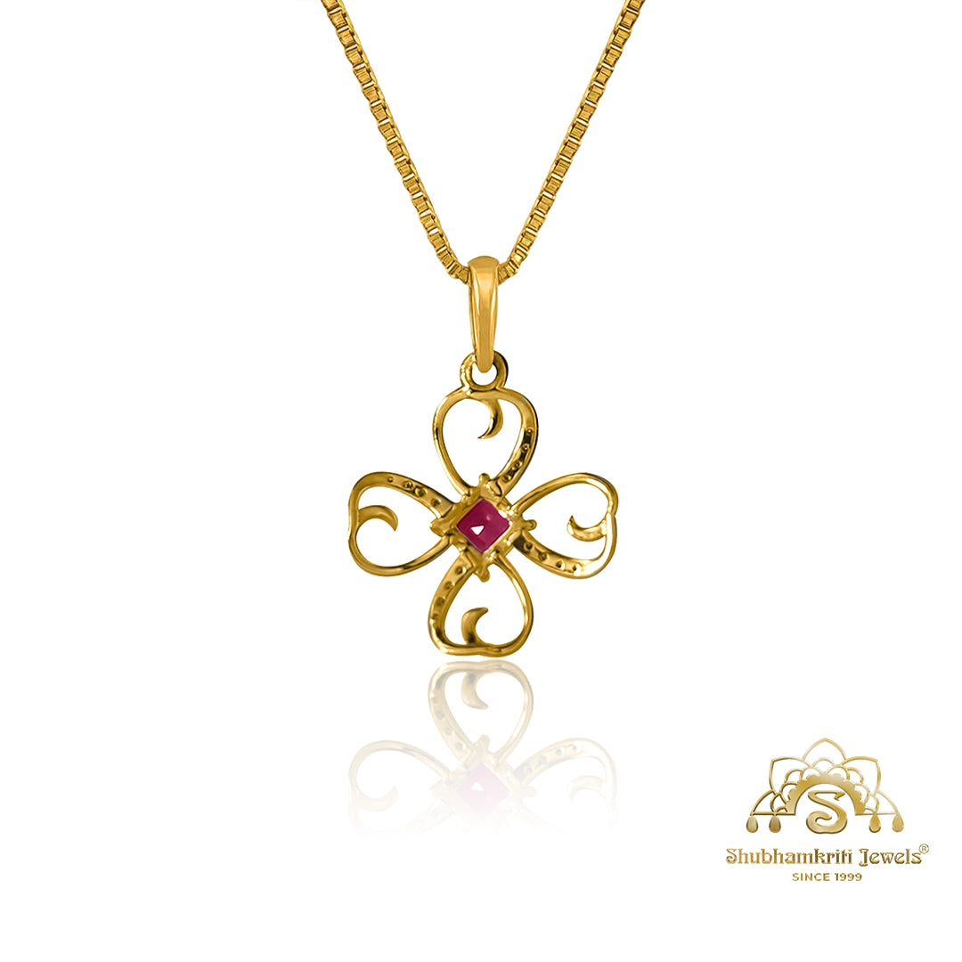 Elegant gold ruby pendant set