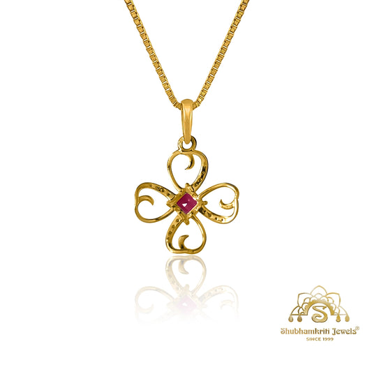 Elegant gold ruby pendant set