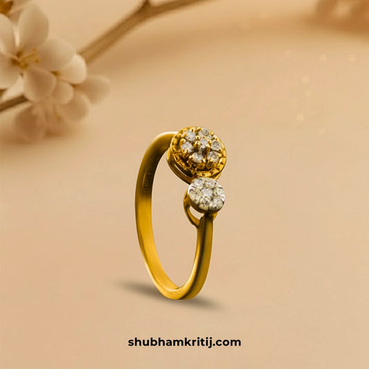 Yellow gold dual cluster ring