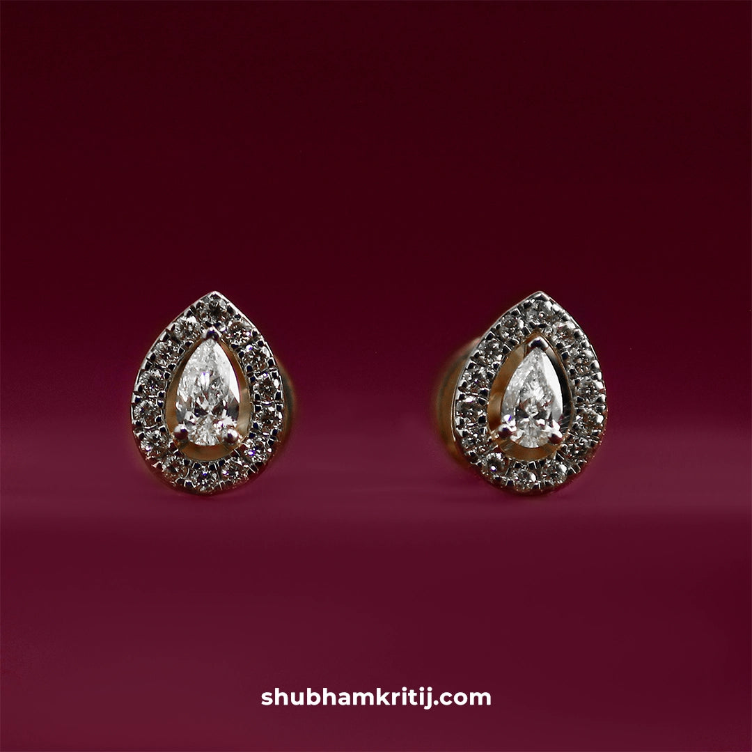 Elegant white gold halo earrings