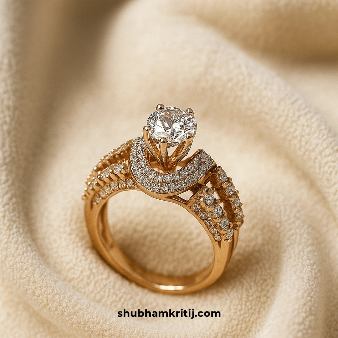 Designer rose gold jewelry ring