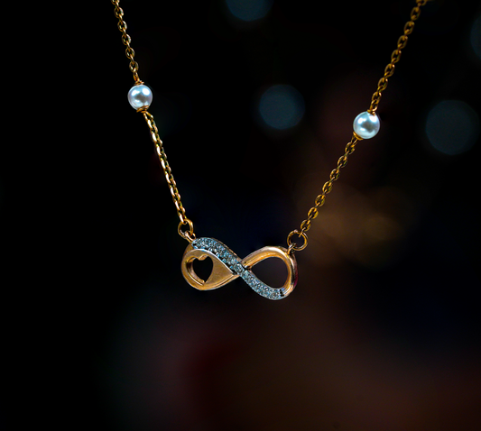 18K Solid Gold Infinity Heart Natural Diamond Pendant Necklace