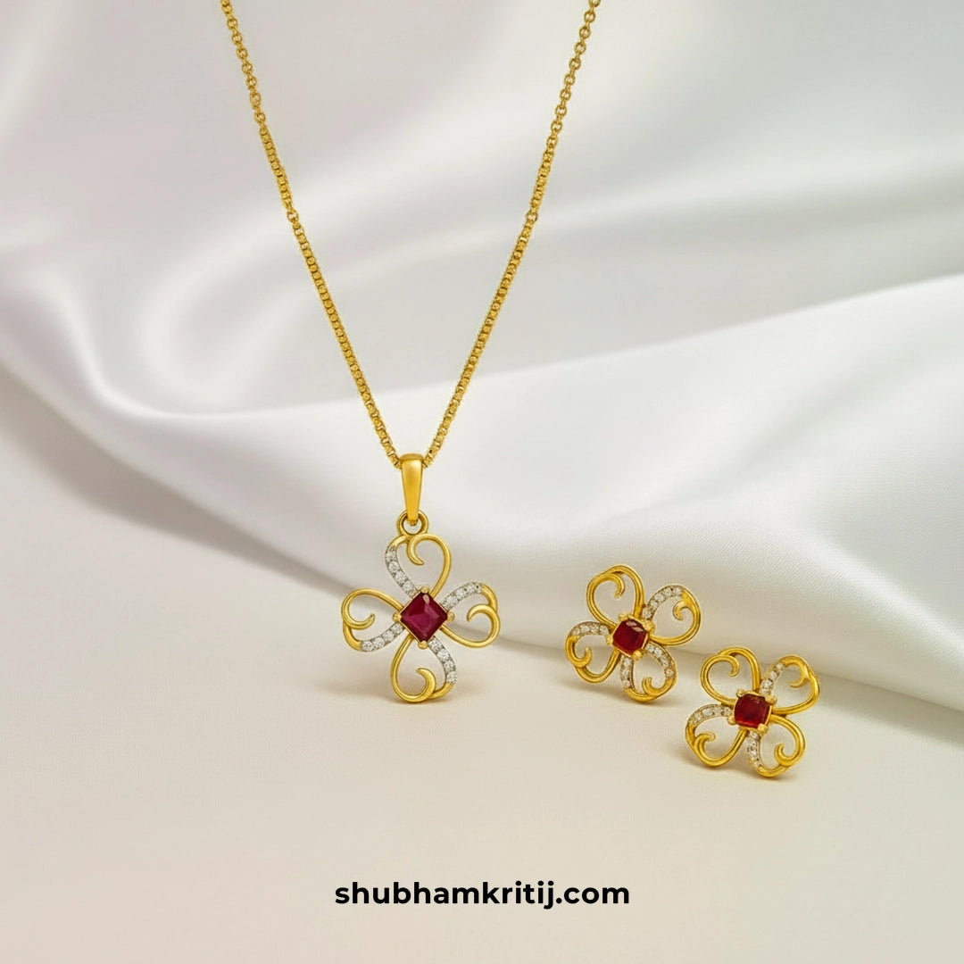 Fine jewelry ruby floral set