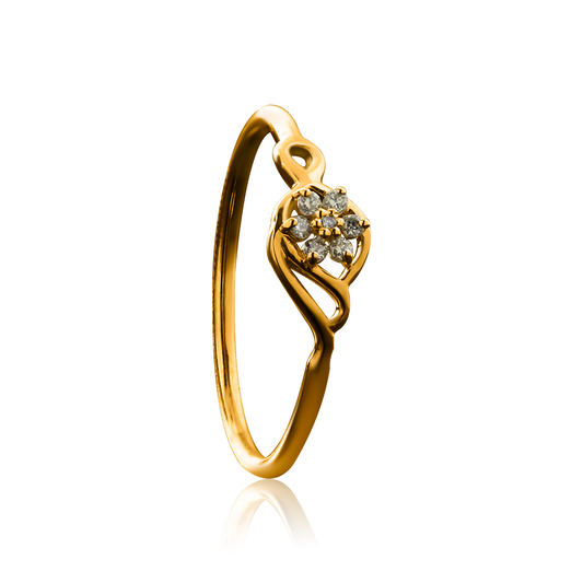 Golden Petal Bloom Diamond Ring