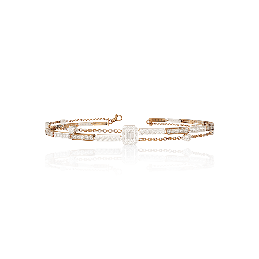 Rose gold emerald-cut diamond bracelet