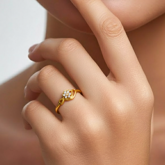 Golden Petal Bloom Diamond Ring