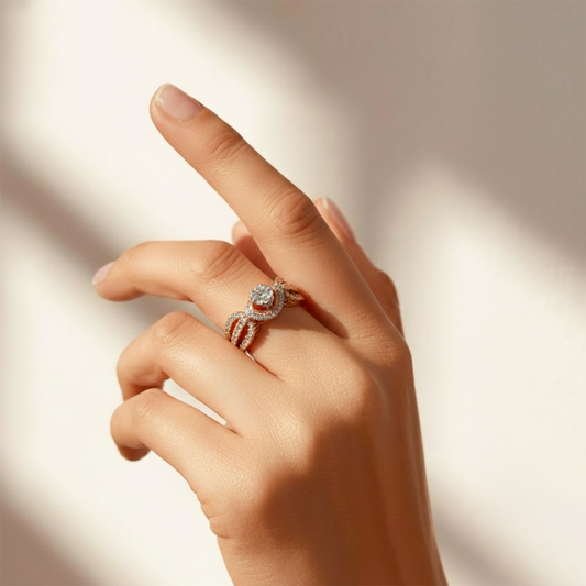 Radiant Diamond Crown Ring