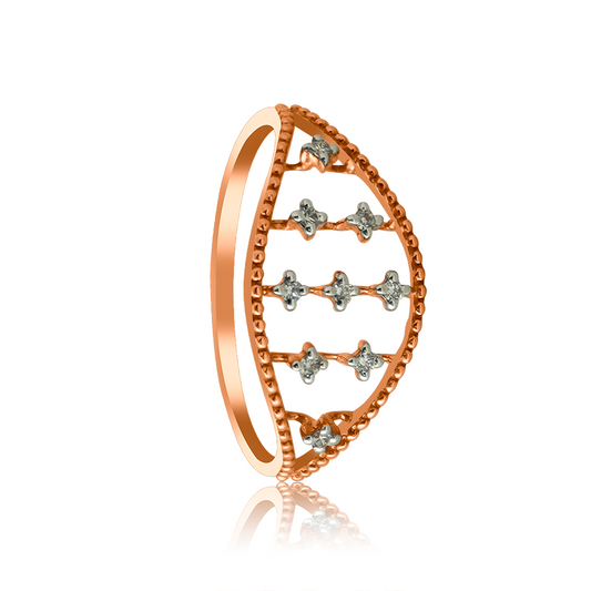 Golden Crown Mesh Diamond Ring