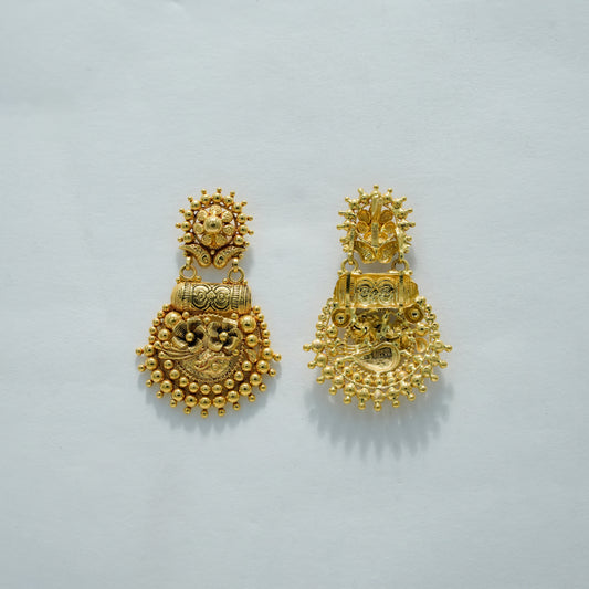 22k Yellow Gold Traditional Handcrafted Gold Jhumka Earrings