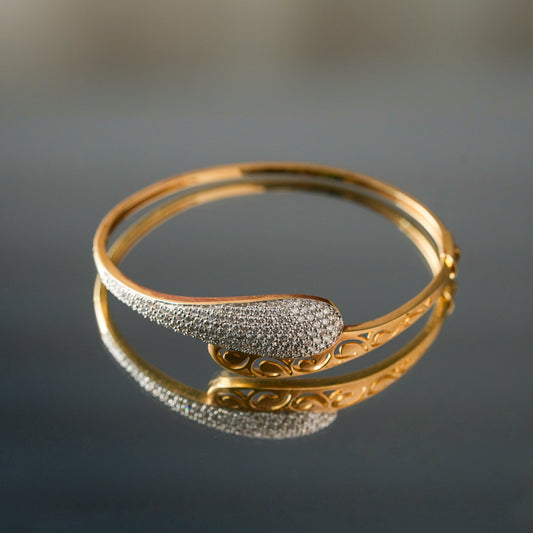 Natural Diamond & 18K Gold Dust Designer Bangle