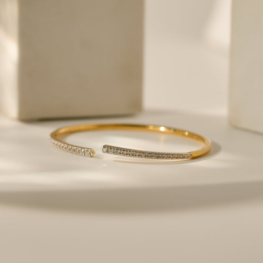Celeste Natural Diamond Accent Open Cuff 14k Bracelet