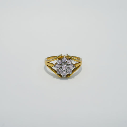 14K Solid Gold Radiant Cluster Gold Ring