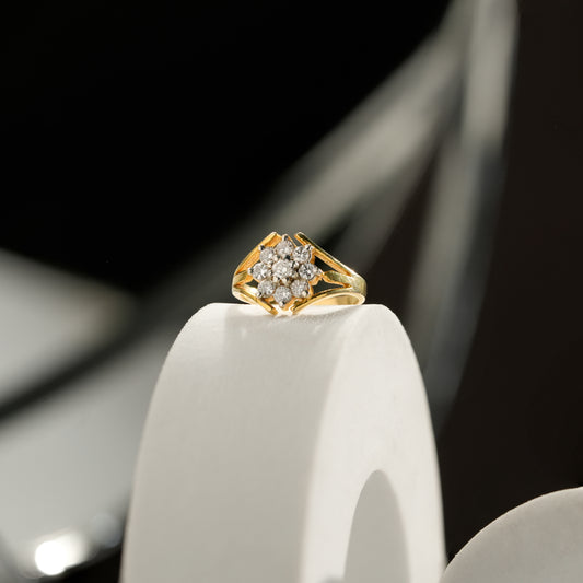 14K Solid Gold Radiant Cluster Gold Ring