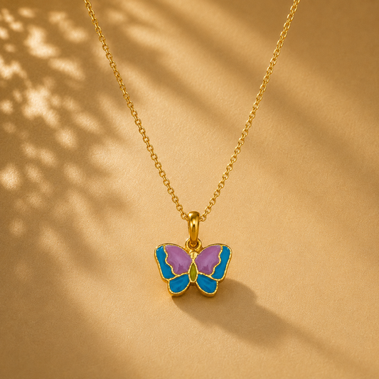 Cute Butterfly 18K Gold Plated Enamel Pendant Charm