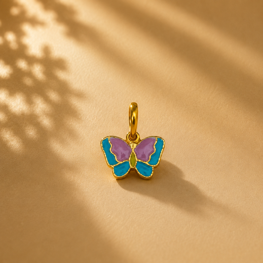 Cute Butterfly 18K Gold Plated Enamel Pendant Charm