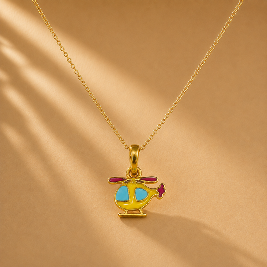 Yellow Helicopter Pendant Only 18k Gold Plated Enamel Charm