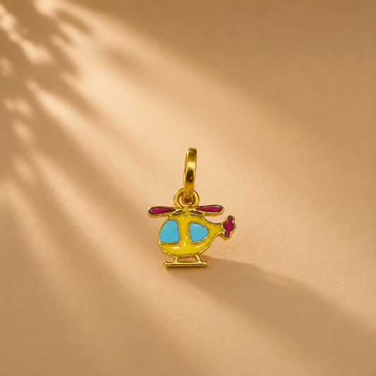 Yellow Helicopter Pendant Only 18k Gold Plated Enamel Charm