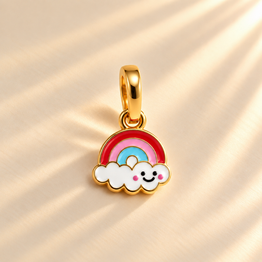 Cute Rainbow Cloud Enamel 18K Gold Plated Pendant for Girls & Women