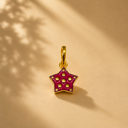 Pink Enamel Star Charm 18k Gold Plated Dotted Star Pendant Gift