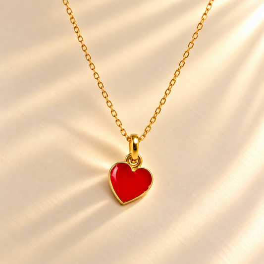 Red Heart Enamel 18k Gold Plated Charm Pendant for Women