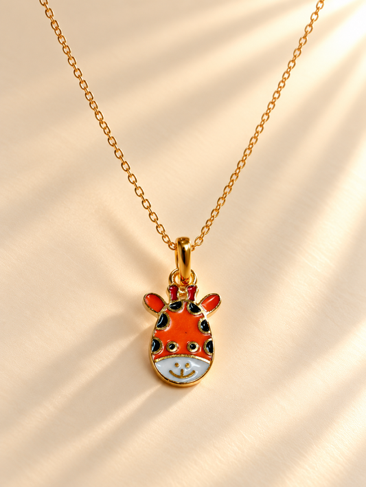 Cute Enamel Giraffe Face 18K Gold Plated Pendant For Girls